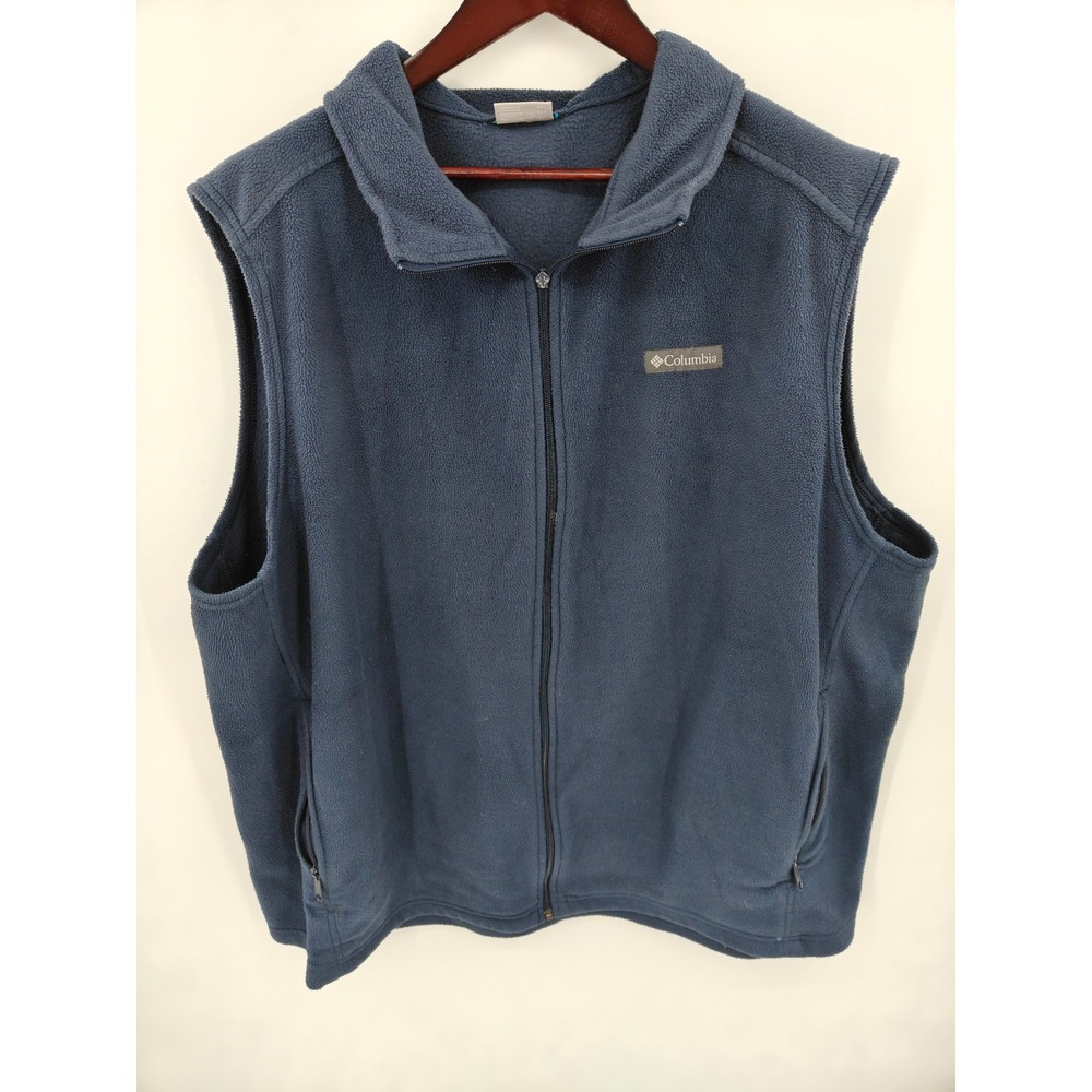 Columbia Steens Mountain Fleece Vest Mens 4XT Navy Blue Full Zip AT1535